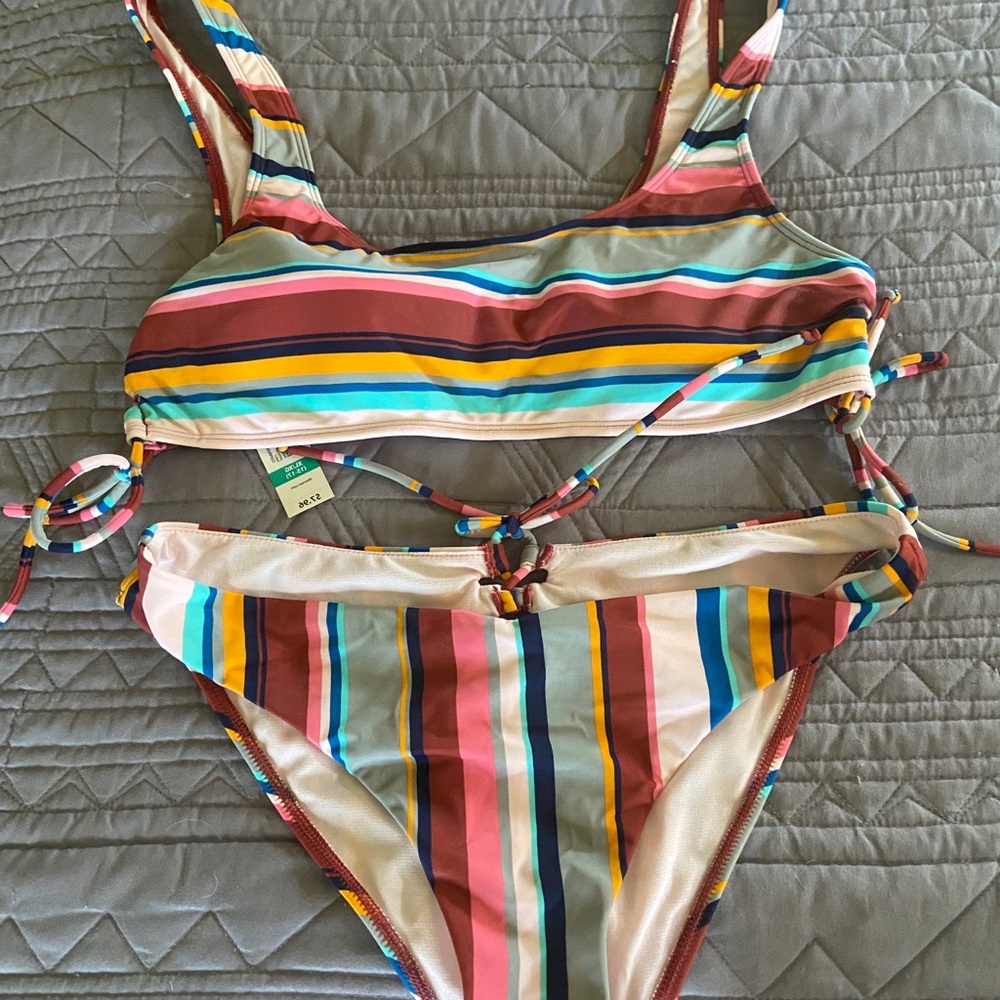 Sunset stripe cheeky bikini